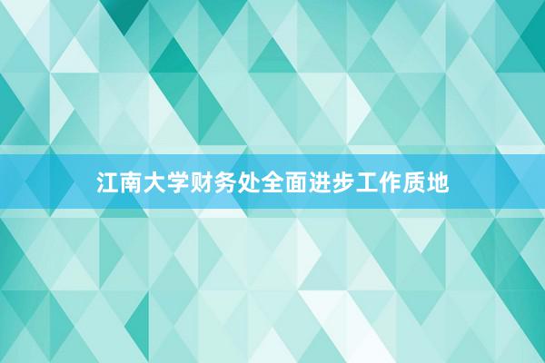 江南大学财务处全面进步工作质地